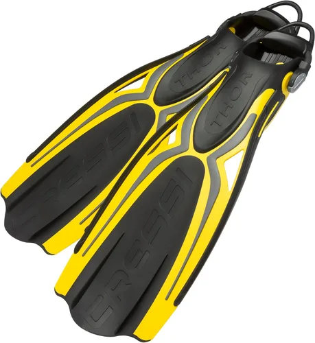 Miniatura 7 de Cressi Aletas de tacón abierto para adultos con correa elástica para buceo - Fuerza, potencia, comodidad, estética, ligereza - Thor EBS: Made in