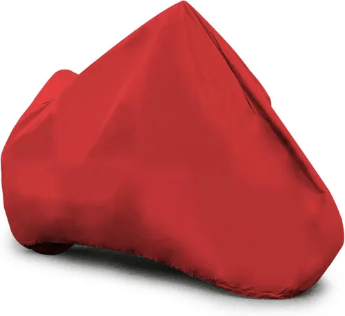 Budge Funda elástica suave para motocicleta para interiores, roja, a prueba de arañazos, ajuste universal, se adapta hasta 114 pulgadas, extra