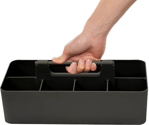 Nuevo Organizador de Maquillaje Portátil de Plástico Caddy Tote Cesta Dividida con Asa, para Almacenamiento de Baño - Contiene Brochas de Maquillaje