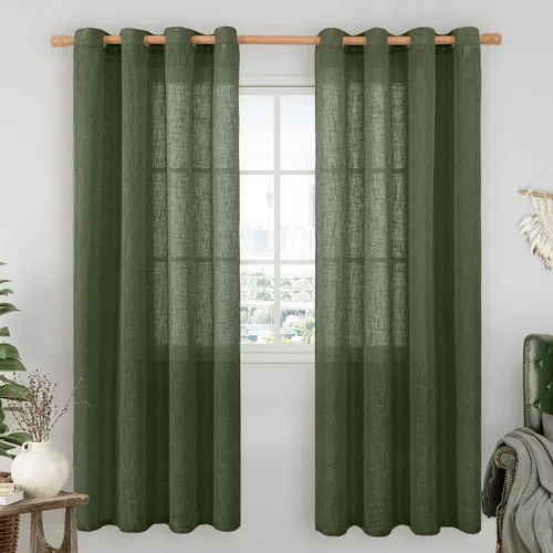 Miniatura 164 de LAMIT Cortinas de lino sintético para dormitorio, paneles filtrantes de luz, cortinas de lino con protección de privacidad con ojales para ventanas