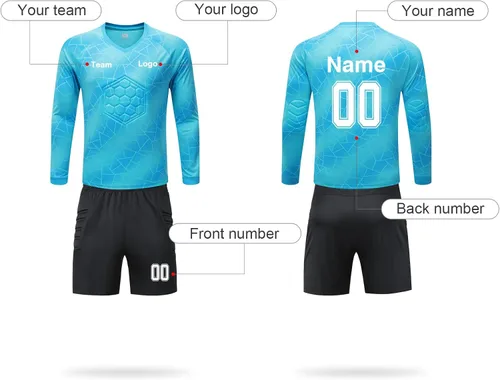 Miniatura 2 de Camiseta de portero de fútbol personalizada para niños y jóvenes, acolchada con número de nombre, logotipo del equipo, para niños y adultos
