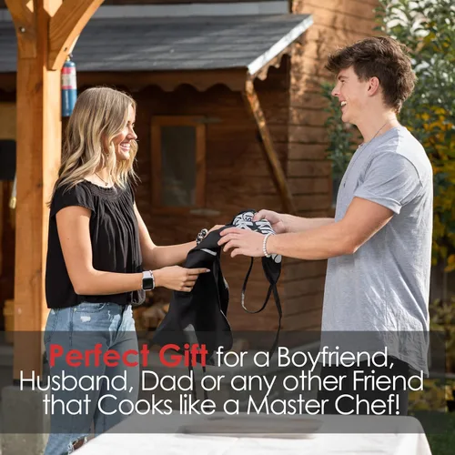 Miniatura 6 de ALLER HOME&KITCHEN Delantal divertido para hombres, 2 bolsillos grandes, talla única, delantal de chef para asar, cocinar, accesorios de barbacoa