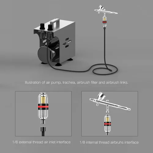 Miniatura 6 de Mini filtro de aire para aerógrafo trampa de agua de humedad, 1/8 de pulgada con hilos BSP, separador de agua y aceite para modelos Gundam, pintura