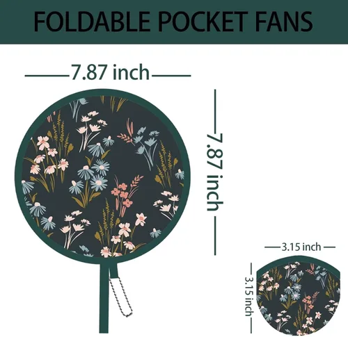 Miniatura 10 de 4 abanicos de mano plegables de pintura floral rosa, ventiladores compactos para mujeres, ventilador de mano plegable para conciertos, viajes
