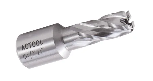 Cortador anular HSS de 1/2" de diámetro × 1" de profundidad de corte con vástago Weldon de 3/4"