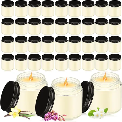 Miniatura 9 de MTLEE 36 velas pequeñas en tarro Mason a granel de 4 onzas pequeñas perfumadas con tapas para regalo de cumpleaños, boda, fiesta