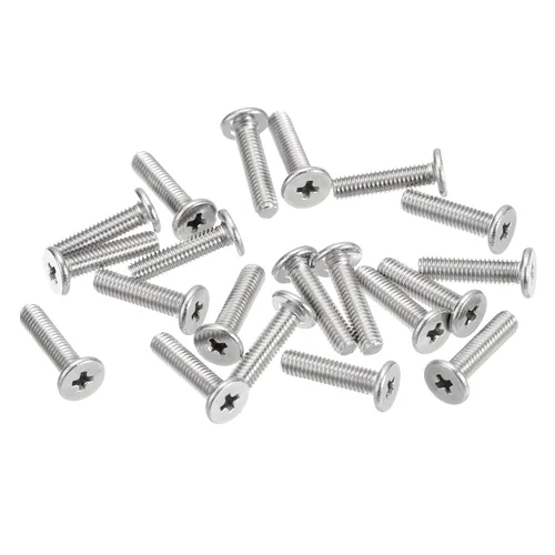 Miniatura 18 de Uxcell M1-0.25 x 2 mm 50 piezas Tornillos de cabeza plana redonda 304 de acero inoxidable Phillips Drive tornillos de máquina para fijación
