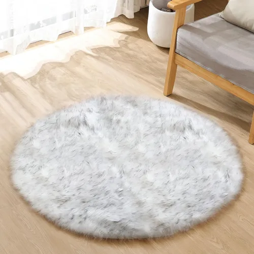 Miniatura 89 de ORINOVA Alfombras de pelo sintético lavable de color gris plateado claro para dormitorio, alfombra de felpa para sala de estar, alfombra