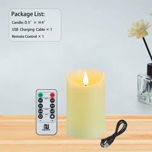 Miniatura 7 de Velas parpadeantes sin llama con batería recargable, velas electrónicas con control remoto y temporizador, velas de pilar LED con mecha de cera