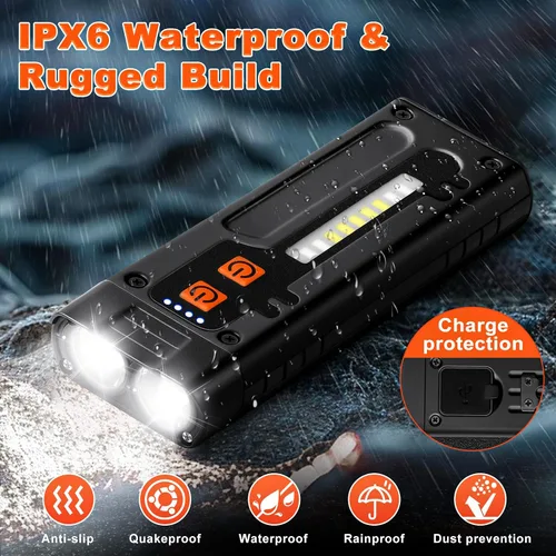 Miniatura 6 de Linterna plana, linternas EDC recargables con clip, 6 modos de luz LED de bolsillo, IPX6, para señalización, trabajo, uso en exteriores o interiores