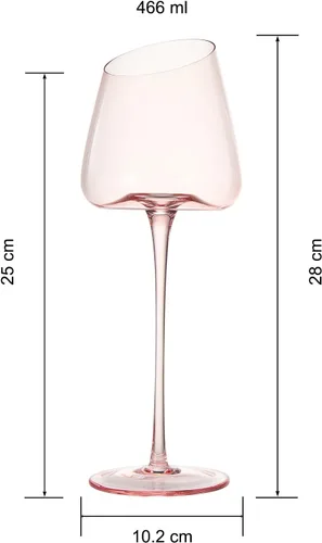 Miniatura 6 de Khen Copas de vino rosa, regalo Juego de 2 Cristalería inclinada de 18 onzas color rubor rosa, vidrio de tallo alto, regalos para esposa, novia