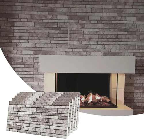Miniatura 46 de Dundee Deco Paneles de pared 3D de ladrillo sintético, revestimiento de pared con aspecto de piedra roja, gris y marrón, espuma de poliestireno