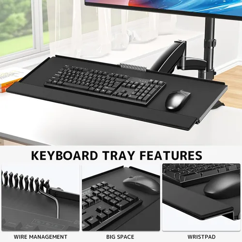 Miniatura 4 de PUTORSEN Soporte de escritorio para monitor de pie sentado para pantallas de 17 a 32 pulgadas, brazo articulado de movimiento completo ajustable