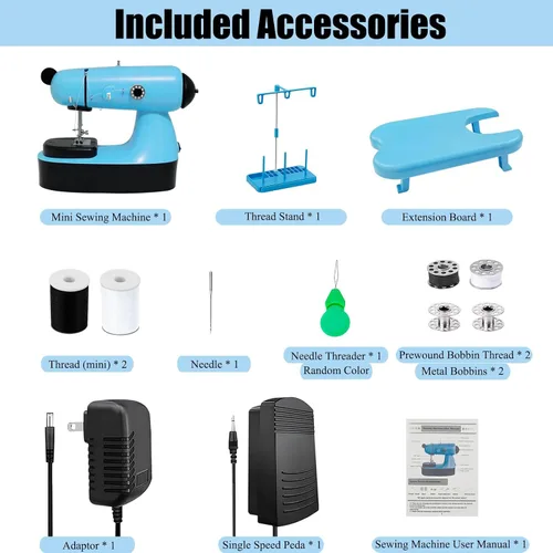 Miniatura 4 de Mini máquina de coser – Pequeñas máquinas de coser portátiles para principiantes – Puntada rápida adecuada para ropa, jeans, cutains, bricolaje