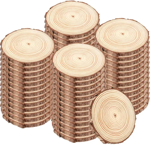 100 piezas de rebanadas de madera natural de 3.5 a 4 pulgadas, rebanadas de madera sin terminar de 0.4 pulgadas de grosor, posavasos de madera