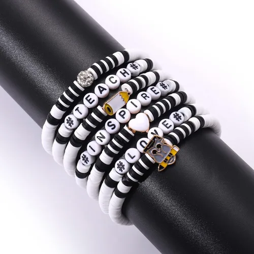 Miniatura 204 de Surfer Heishi - Pulseras apilables para mujer, apilables, de vinilo arcoíris, disco de arcilla, pulseras elásticas para la amistad, joyería bohemia