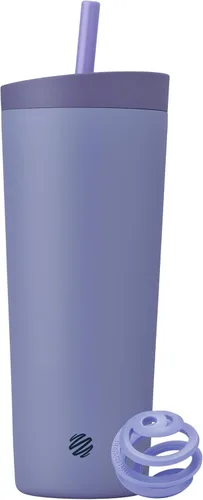 BlenderBottle - Vaso agitador aislante de acero inoxidable 2 en 1, tapa hermética Swig, popote, BlenderBall, sin BPA, para batidos de proteínas,