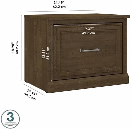 Miniatura 3 de kathy ireland Home by Bush Furniture Woodland - Banco pequeño para zapatos con cajón, 24 pulgadas, color marrón ceniza (WDS124ABR-03)