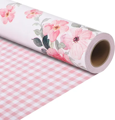 Miniatura 10 de woric Papel de regalo reversible de cumpleaños para niños y niñas, 17 pulgadas x 36 pies, papel de regalo con letras de feliz cumpleaños para azul