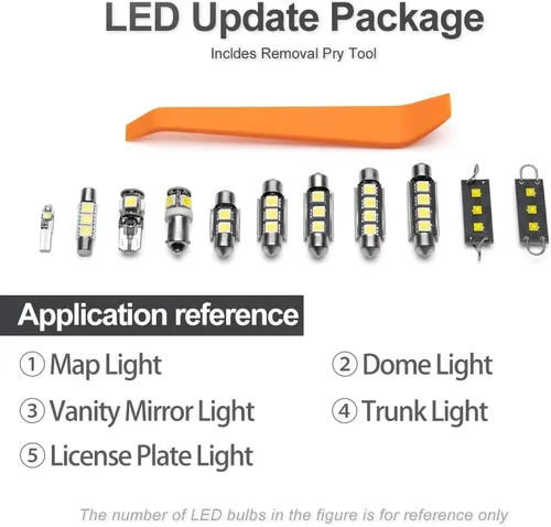 Miniatura 7 de Kit de 11 bombillas LED interiores para Hyundai Santa Fe 2013, 2014, 2015, 2016, 2017, 2018, 2019, 2020, luces de matrícula de mapa, cúpula