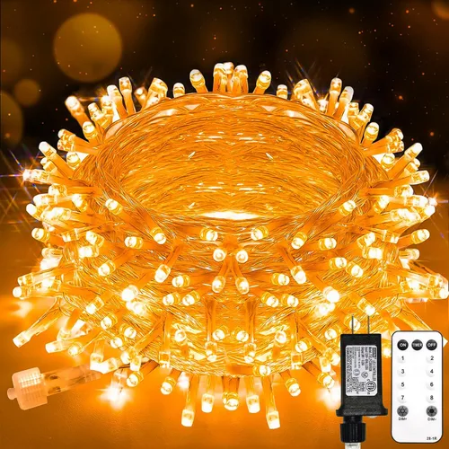 Miniatura 21 de suddus - Guirnalda 100 luces led conectable, control remoto, enchufe, impermeable, regulable, cable transparente, exterior, otoño, Halloween, Acción