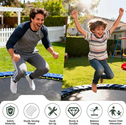 Miniatura 5 de Alfombrilla de repuesto para cama elástica, alfombrilla de 12.6 pies de diámetro con 72 anillos, se adapta a trampolines de 14 pies y resorte de 5.3