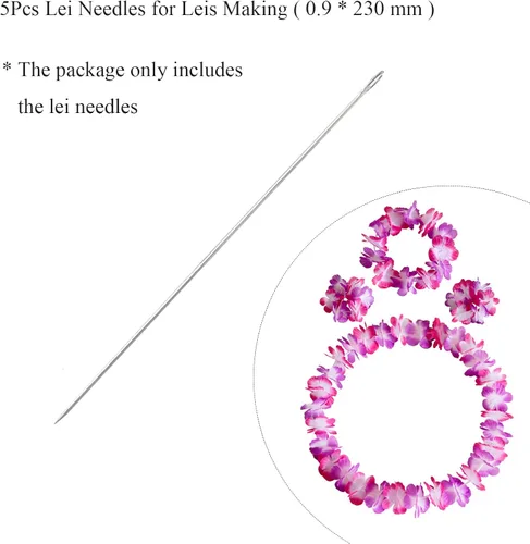 Miniatura 12 de 10 agujas Lei para fabricación de Leis, aguja de costura de ojos grandes de 4.7 pulgadas para manualidades, aguja larga de Lei para hacer flores