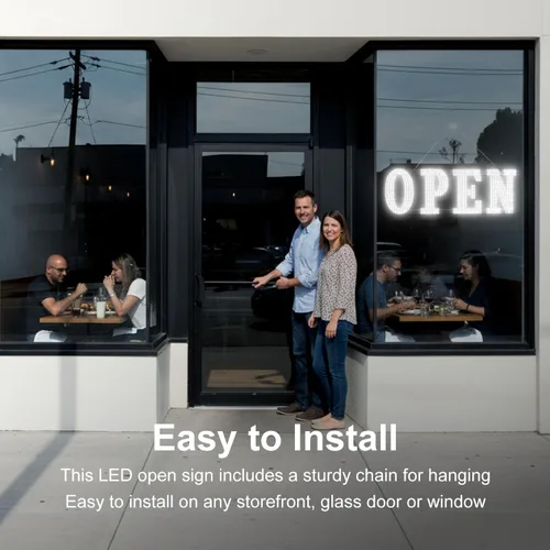 Miniatura 5 de Letrero LED abierto grande de 30" x 10" con control remoto de alta visibilidad para negocios, letrero abierto de 14 modos adecuado para tienda, bar