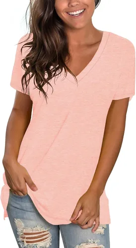 Miniatura 11 de Sipaya - Camiseta de mujer con cuello en V, básica, de ajuste suelto, manga corta, estilo casual