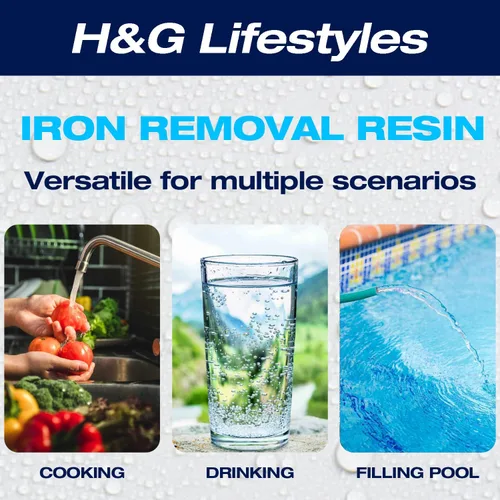 Miniatura 4 de H&G Lifestyles Resina de eliminación de hierro de 4L para filtro de agua con hierro, repuesto de cartucho de filtro de resina de intercambio iónico