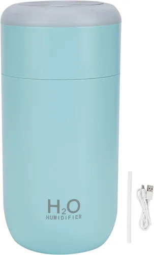 Humidificador pequeño, humidificadores portátiles para dormitorio, alimentados por USB, nano, humidificador de coche con 7 luces de color, mini Azul