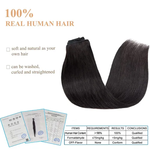 Miniatura 2 de Extensiones de cabello humano 100% remy de 10 a 24 pulgadas, con clips, calidad grado 7A, cabeza completa, 8 piezas, 18 clips; largo, suave, sedoso