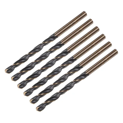 Miniatura 8 de uxcell 6 brocas Jobber de 0.118 in de nitruro negro y oro recubierto de titanio 4341 de alta velocidad (HSS) Brocas helicoidales de punto dividido