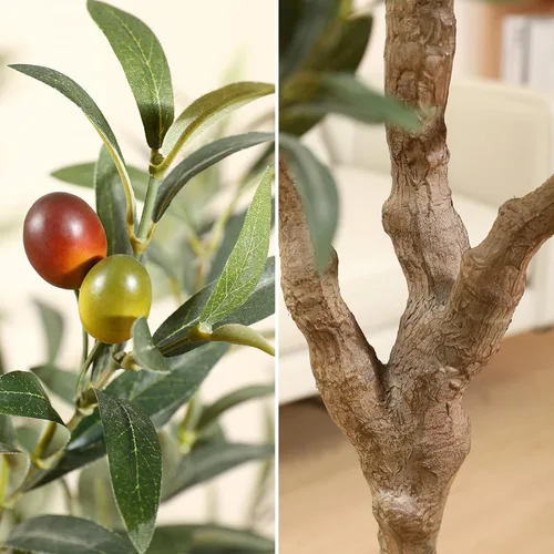 Miniatura 2 de LOMANTO - Árboles de olivo artificiales para interiores, 7 pies de alto, plantas de olivo artificiales altas, árbol de olivo falso de seda en maceta