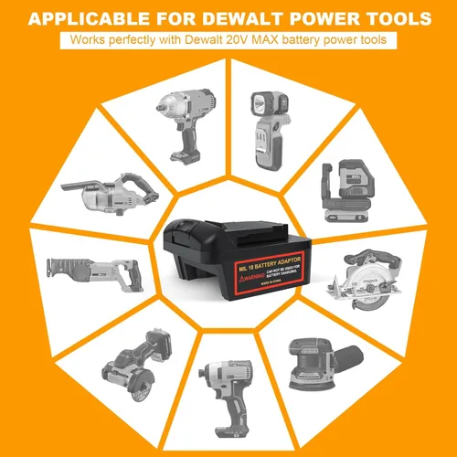 Miniatura 5 de Adaptador de corriente para herramientas Milwaukee M18 a DeWalt de 20 V, convertidor de batería ligero para herramientas eléctricas Dewalt