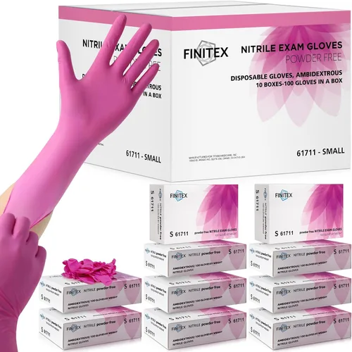 Miniatura 10 de FINITEX Nitrile Disposable Latex-Free Gloves - 3.5mil 100/1000PCS Powder-Free Latex Free Cleaning Medical Exam Food Gloves rosa rojo (pequeño 100)