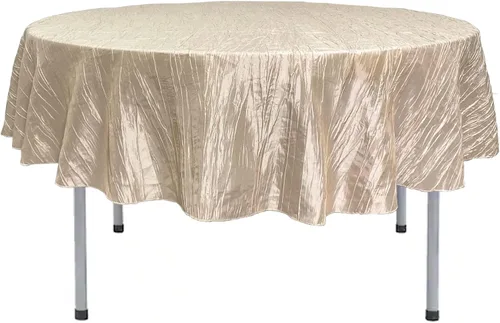 Miniatura 39 de Your Chair Covers - Mantel redondo de tafetán arrugado de 132 pulgadas - Mantel de comedor color champán, brillante aplastado para bodas, fiestas