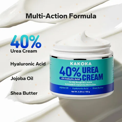Miniatura 5 de Crema de urea (5.29 onzas), crema de urea al 40 por ciento con ácido salicílico al 2%, crema de pies para talones y pies agrietados secos