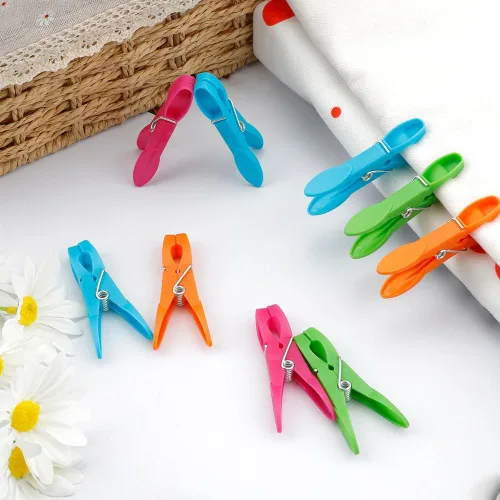 Miniatura 5 de 24 pinzas de plástico para ropa, pinzas de ropa resistentes, juego de alfileres de ropa de secado al aire, clips de toalla, clips de resorte, clips