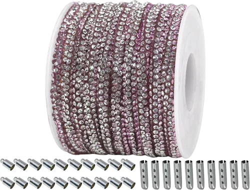 Miniatura 8 de Cuerda de purpurina con strass de 6 yardas, 0.17" de ancho, cordones brillantes para zapatos, ideal para hacer joyería DIY
