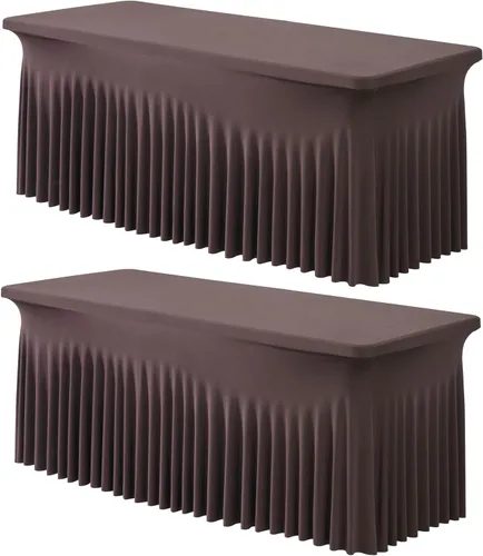 Miniatura 32 de Outpain - 4 paquetes de mantel de elastano de 6 pies para mesas plegables estándar - Mantel de mesa rosa bebé, protector de mesa para fiesta, boda