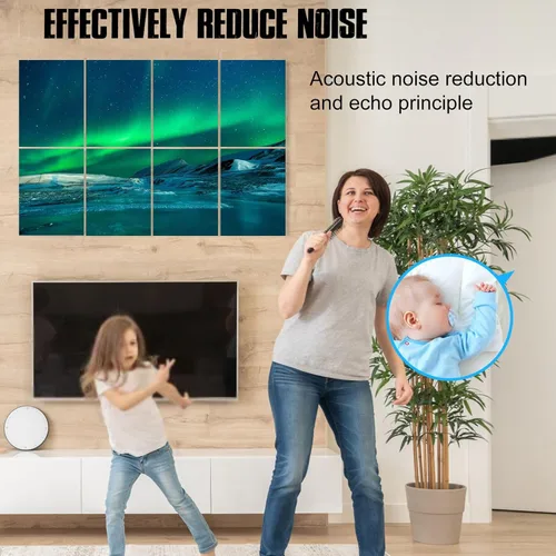 Miniatura 5 de Paneles acústicos de pared insonorizados: paneles de pared absorbentes de sonido para paredes, paquete de 8 tratamientos acústicos de estudio