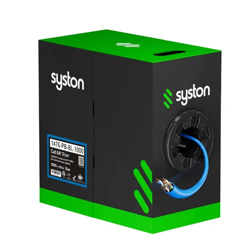 Miniatura 20 de Syston Cable Tech Cat6A+ - Cable Ethernet crudo a granel negro a granel 700 MHz 20 pies 23AWG 4pr par trenzado sin blindaje UTP cobre sólido desnudo