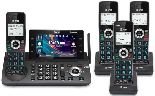 Miniatura 18 de AT&T CL83507 DECT 6.0 - Teléfono inalámbrico de 5 auriculares para el hogar con base de teclado dual, contestadora, bloqueo de llamadas, Base