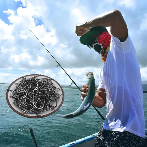 Miniatura 6 de Anzuelos de pesca de agua dulce y salada, anzuelos de pesca a granel, juego de anzuelos de gusano, bagre, suministros de equipo de pescado