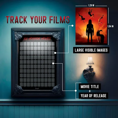 Miniatura 5 de scrachit - Póster para rascar las 100 películas de terror - Para fanáticos del terror incondicionales - Grandes regalos de películas de miedo