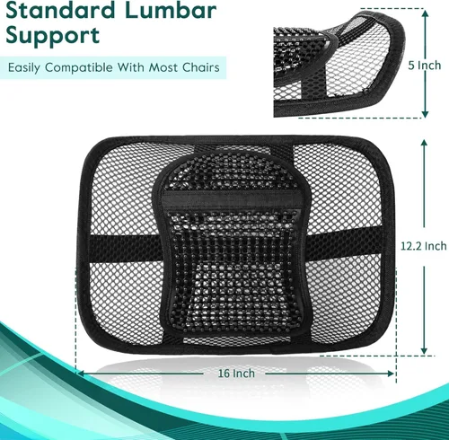 Miniatura 4 de Samyoung - Soporte lumbar de malla para asiento, cojín de respaldo con malla transpirable para sillas de oficina y coche, 12" x 16