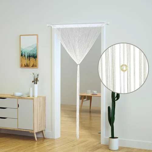 Miniatura 2 de YaoYue Cortina de Hilos con Cuentas para Puerta, Cortinas de Hilos para Puerta, con Borlas, Cuentas, Franja Colgante, Divisores de Habitación