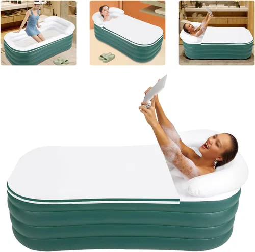 Miniatura 2 de Bañera inflable de 6 pies para adultos, bañera inflable independiente de 4 capas plegable con bomba de aire eléctrica para bañera, spa, baño