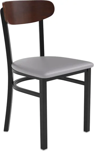 Miniatura 28 de Flash Furniture Wright - Silla de comedor comercial, respaldo de madera con acabado de abedul natural, asiento de vinilo negro, 500 libras